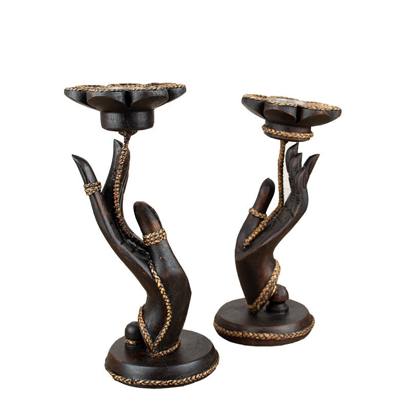Solid Wood Creative Living Room Restaurant Hotel Bergamot Candle Holder