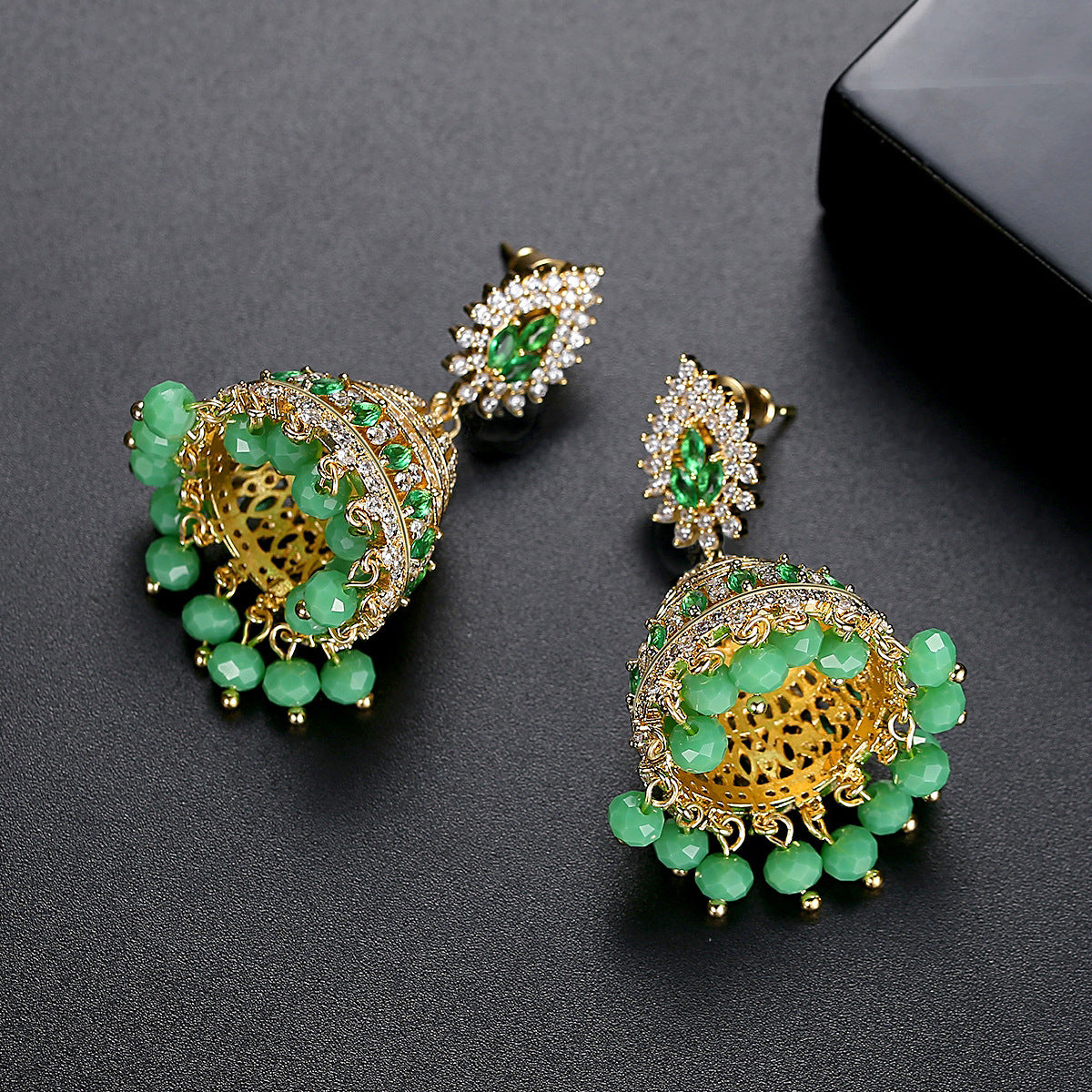 European And American Fashion Exaggerated Earrings Copper Inlaid 3A Zircon