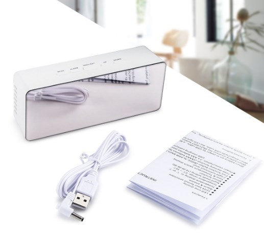 Digital Alarm Clock Night Light Thermometer Mirror