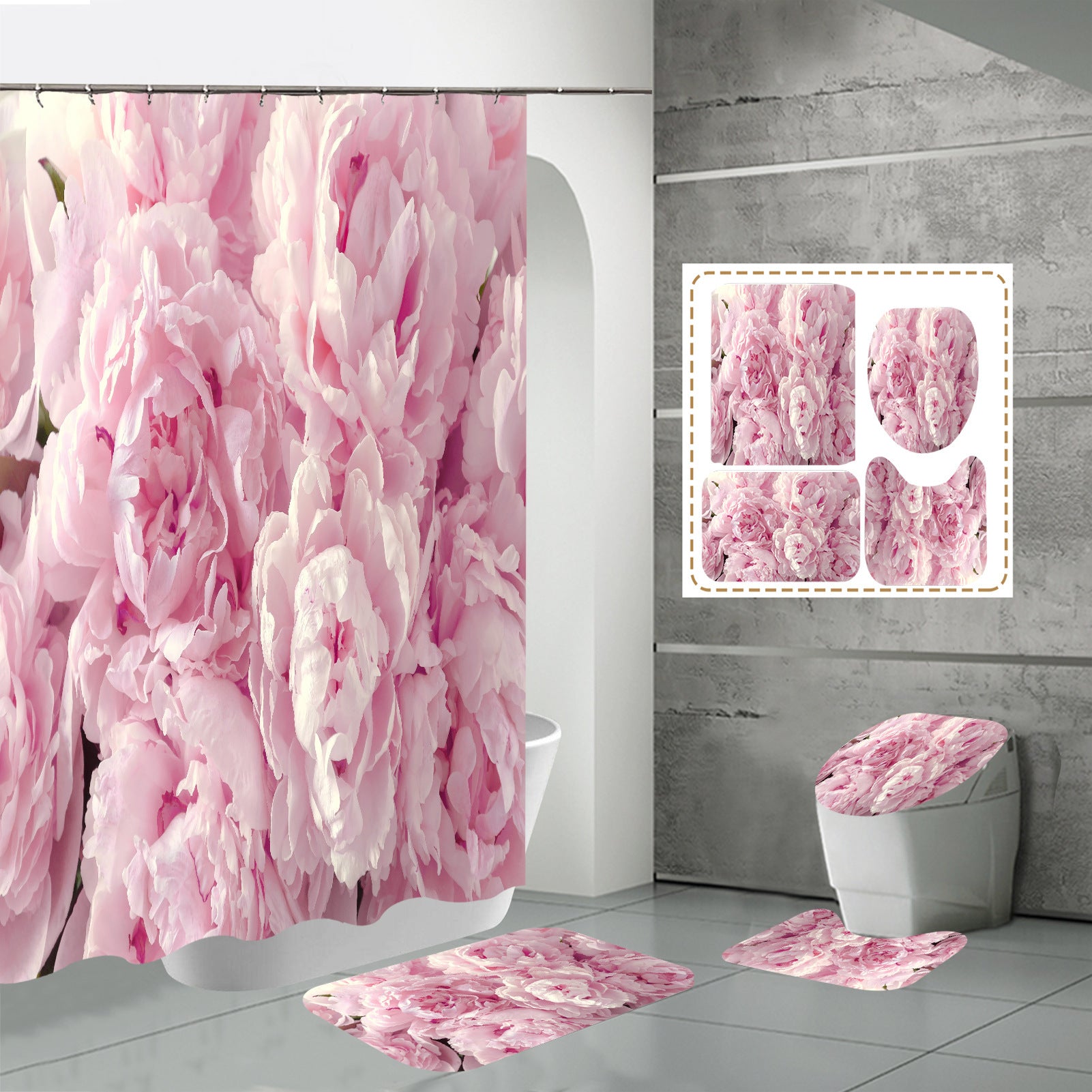 3D HD Digital Printing Bathroom Shower Curtain