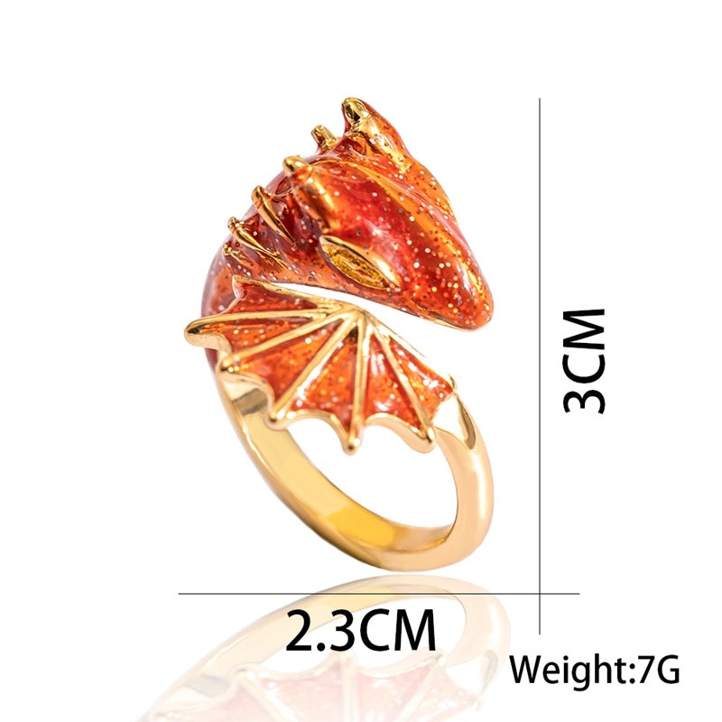 Boho Blue Green Pink Red Dragon Wing Adjustable Rings For Women