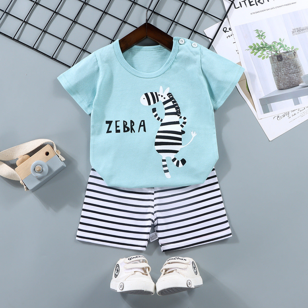 Boy's Summer Cotton Short Sleeve Suit