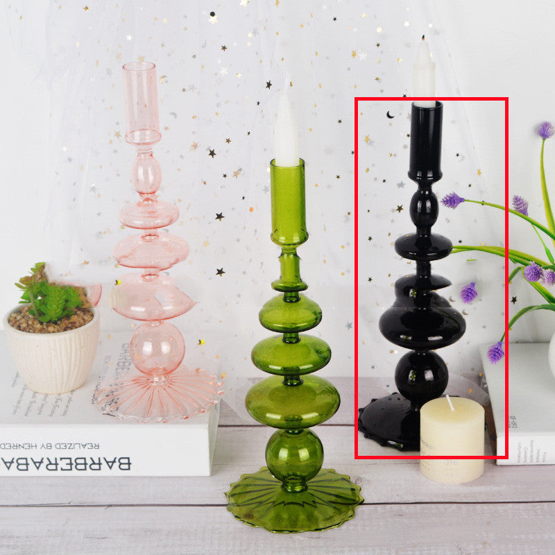 Porte-bougie créatif en verre soufflé à la main, ornement de maison
