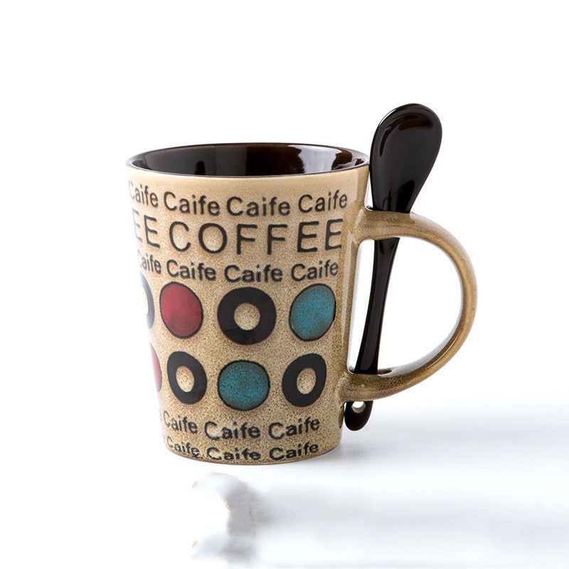 Trendy Ceramic Coffee Cup With Lid Spoon