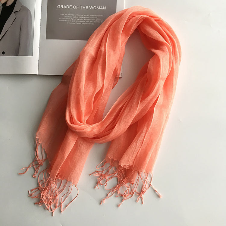 Thin Linen Candy Color Scarf Travel Holiday Sunscreen Shawl