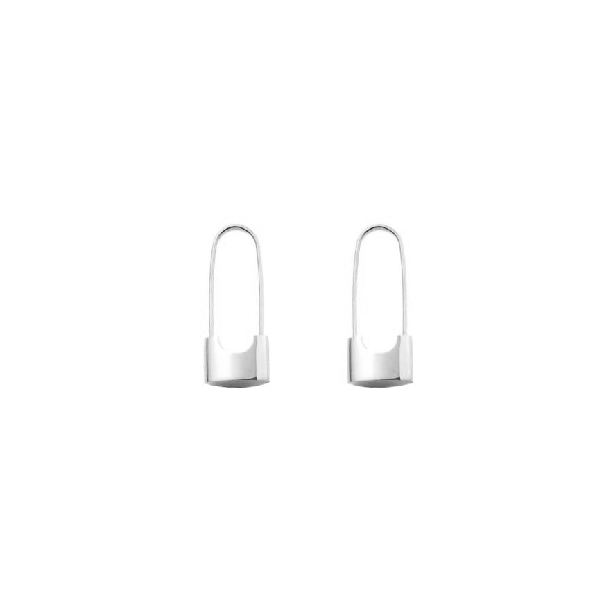 Paper clip lock metal earrings