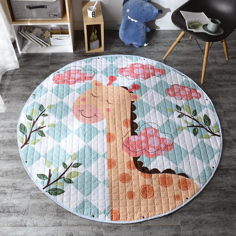 Round Fabric Baby Crawling Children's Play Mat, Toy Storage Blanket, Cotton Crawling Mat