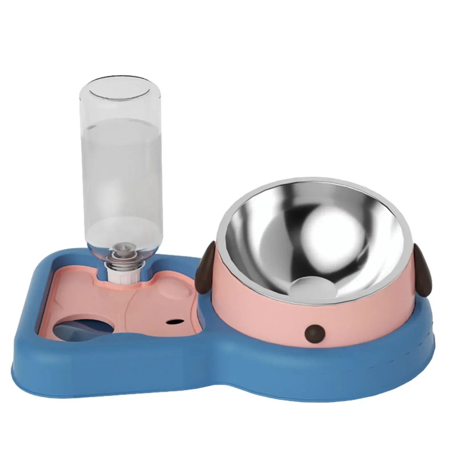 Pet Feeder Bowls Pet Feeder Water Bottle Set Pet Feeding Bowls And Drinkers 15-Degree Tilt Design Protect Cats Dogd Neck
