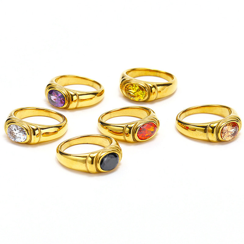 Retro Style Black Green Zircon Fashion Female Ring