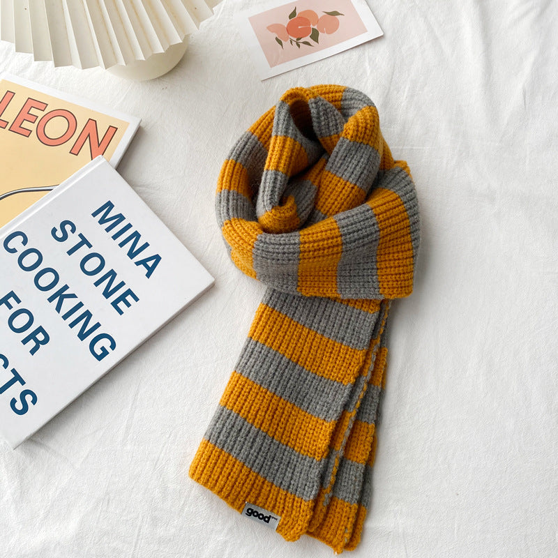 New Contrast Striped Scarf For Women's Warmth