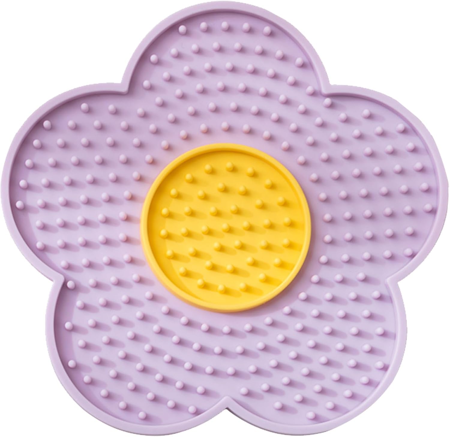 Cats Lick Pad With Suctions Cup Slow Feeders Licking Mat Flower Shape Silicone Pad With Suctions Cup Dog Licking Mat Silicone