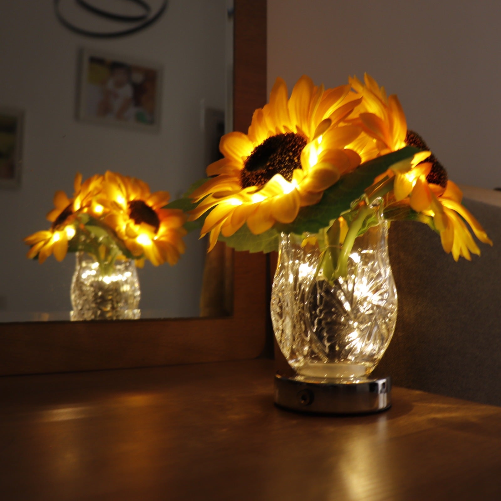 Sunflower Glass Vase Bedroom Bedside Lamp