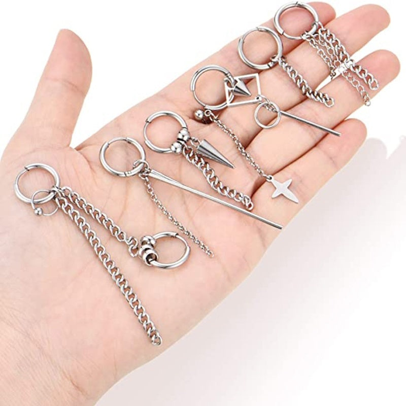 Stainless Steel Chain Simple Long Stud Earrings