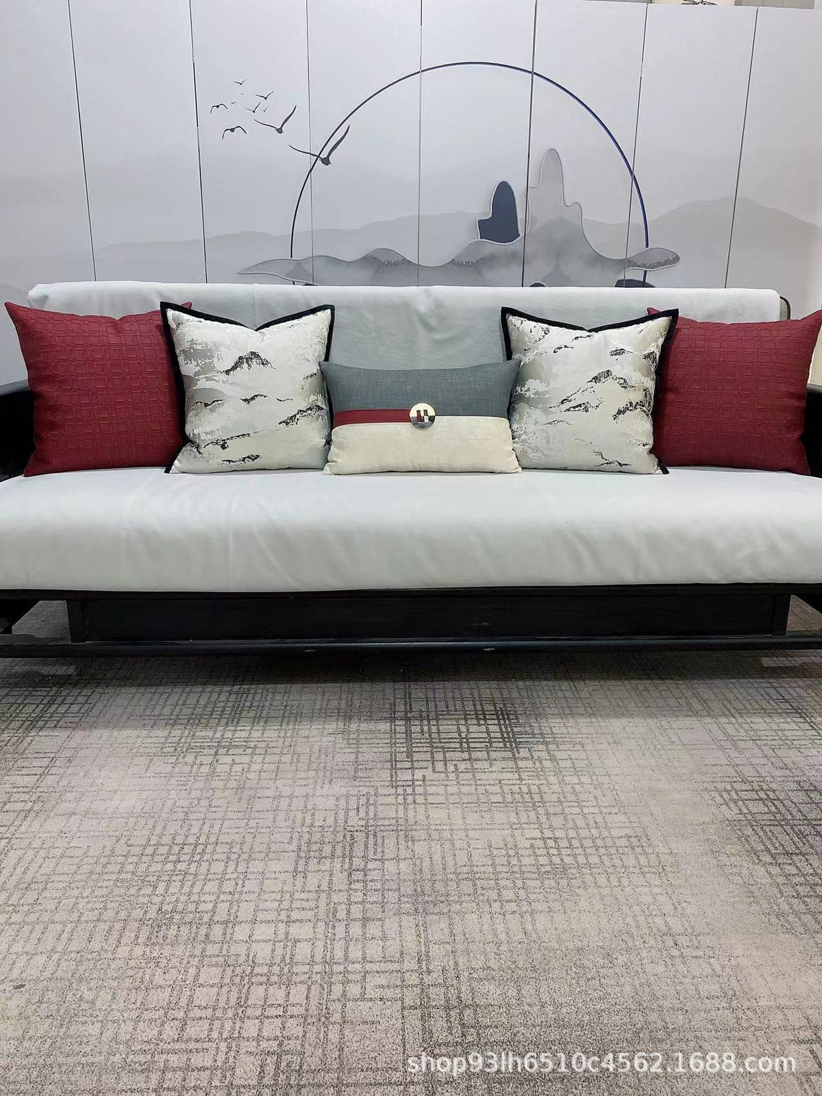 Simple Modern New Chinese Jacquard Woven Leather Pillowcase