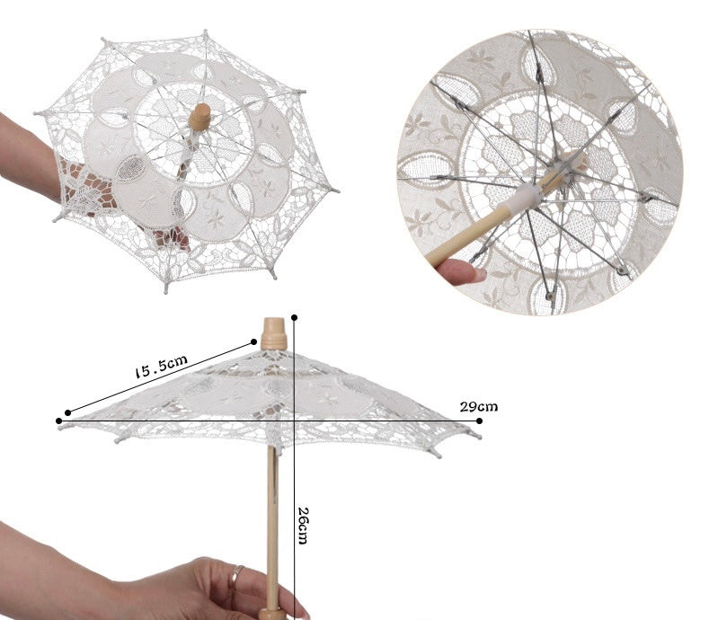 White Lace Decorative Craft Umbrella