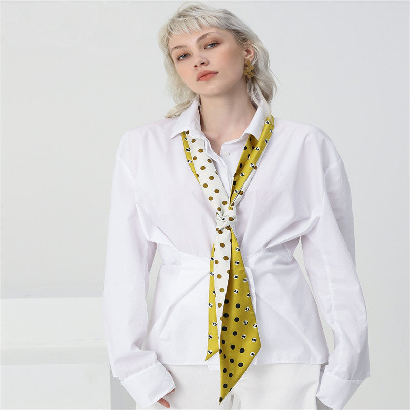 Polka dot printed silk scarf