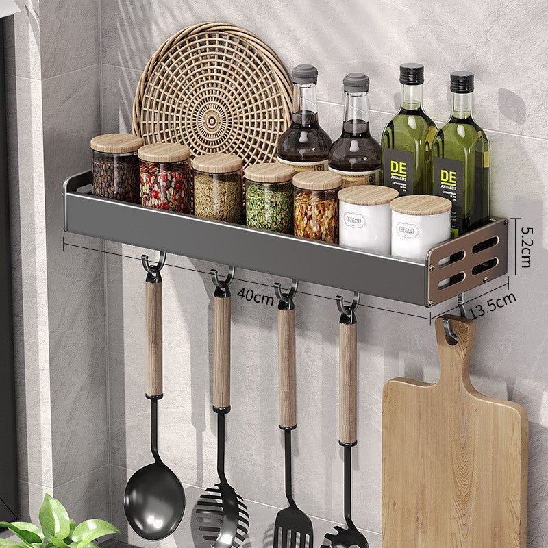 Gun Gray Kitchen Storage Rack Alumimum Punch-free Multi-functional Household