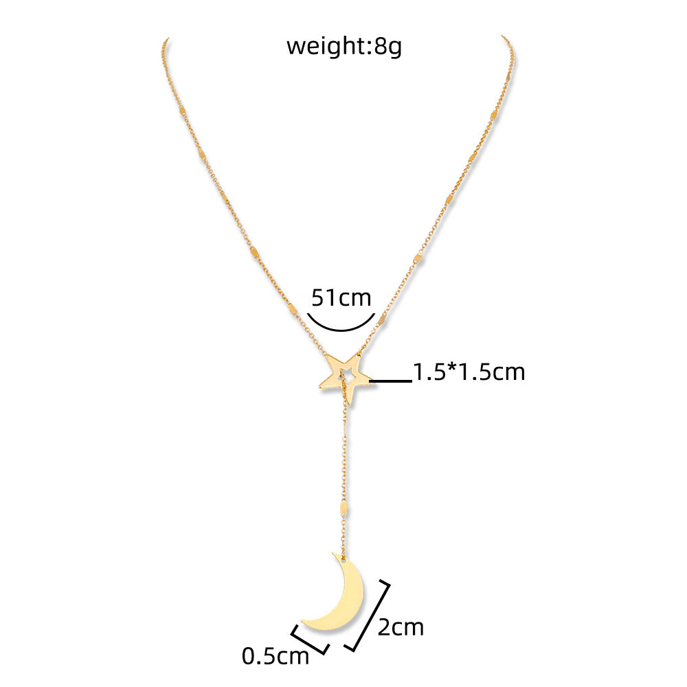 Hot selling net red star moon Y-shaped necklace in Europe and America