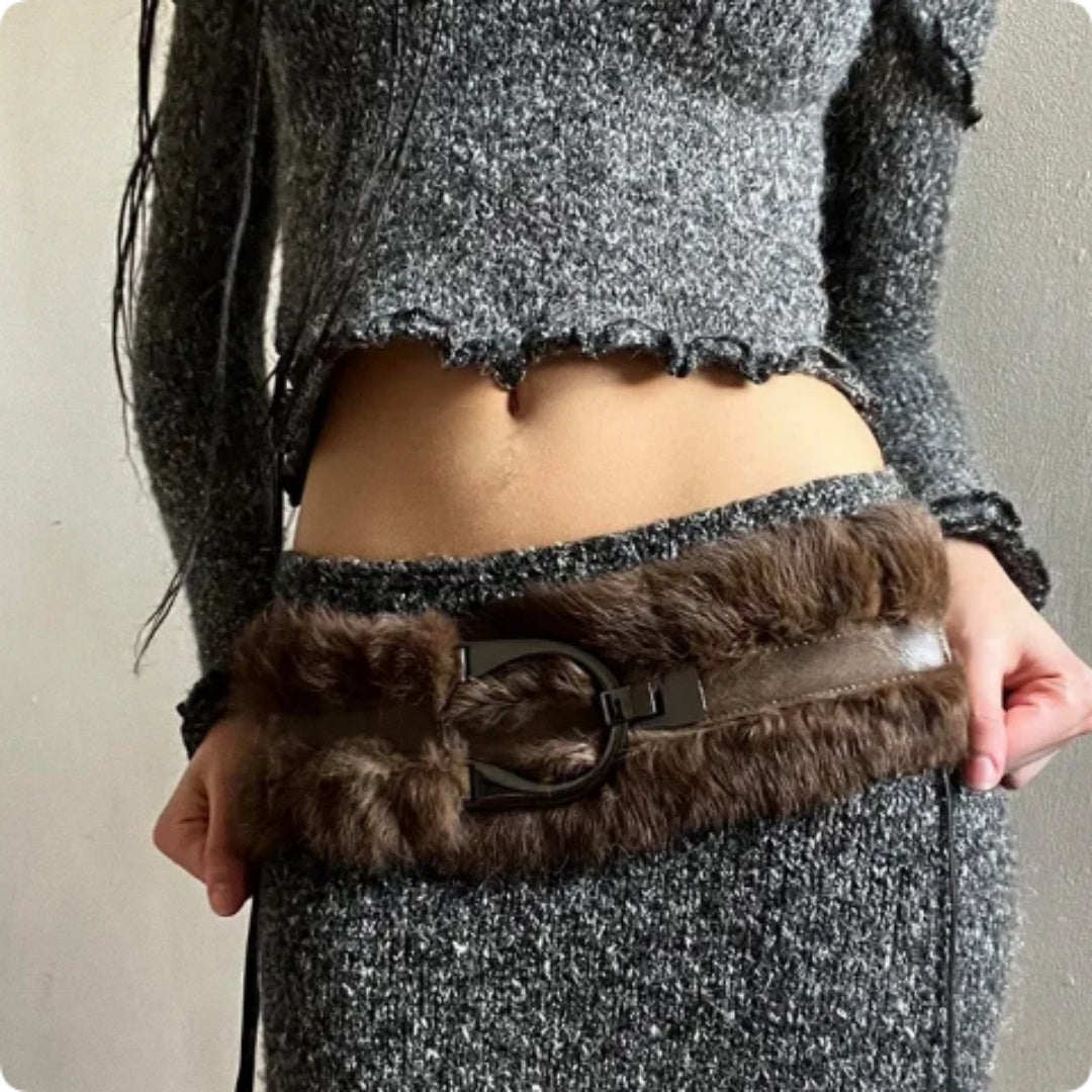 Faux Fur Waist Belt Plush