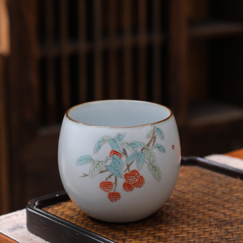 Ceramic Personal Tea Cup Gracked Glaze Supportable Tea Cup