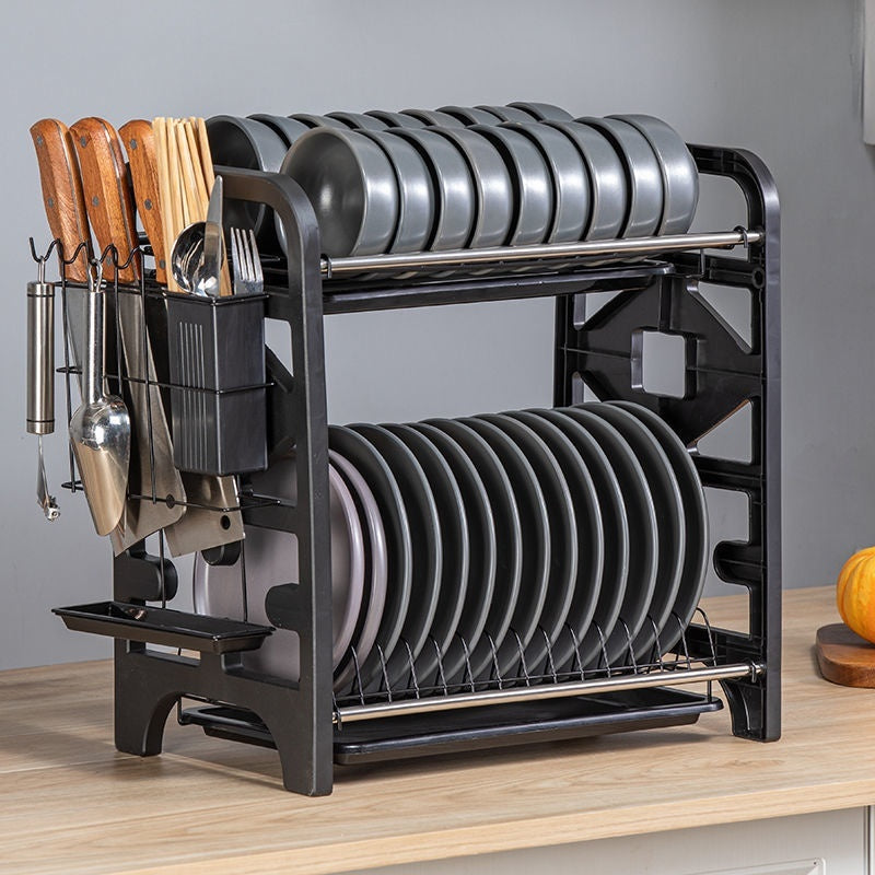 Égouttoir à vaisselle et rangement multifonctionnel pour cuisine, boîte de rangement pour couteaux, bols et baguettes, support pour assiettes