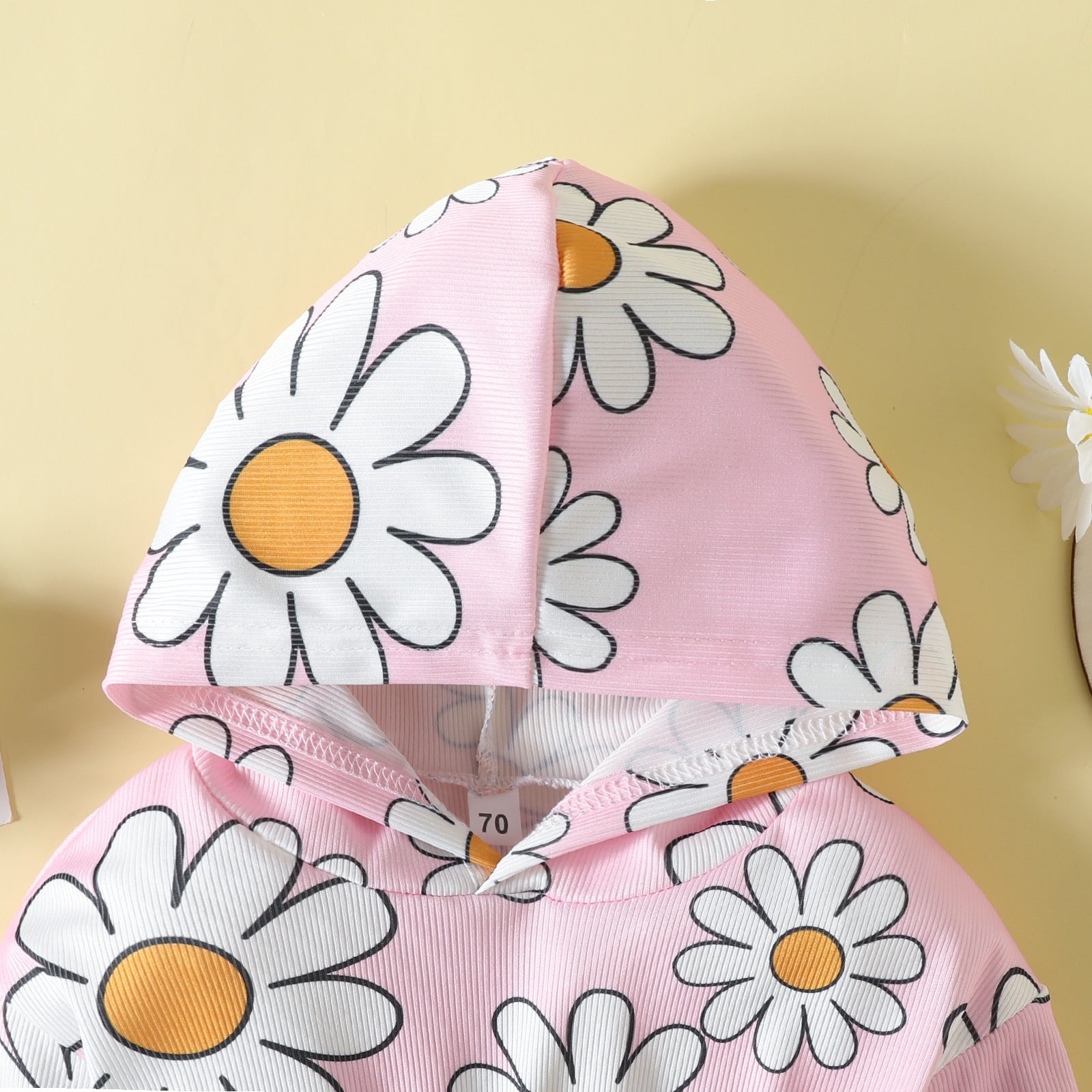 Children's Flower Print Hooded Romper
