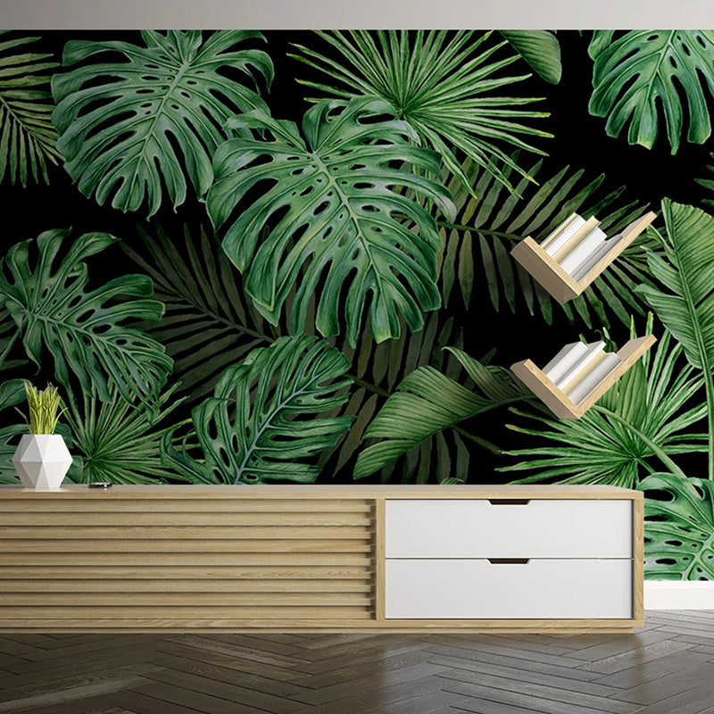 Nordic Green Plant Wallpaper Bedroom TV Background Wall