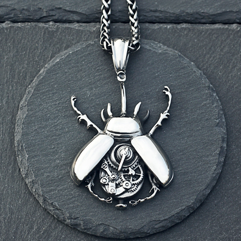 Domineering Hip Hop Mechanical Beetle Pendant Necklace