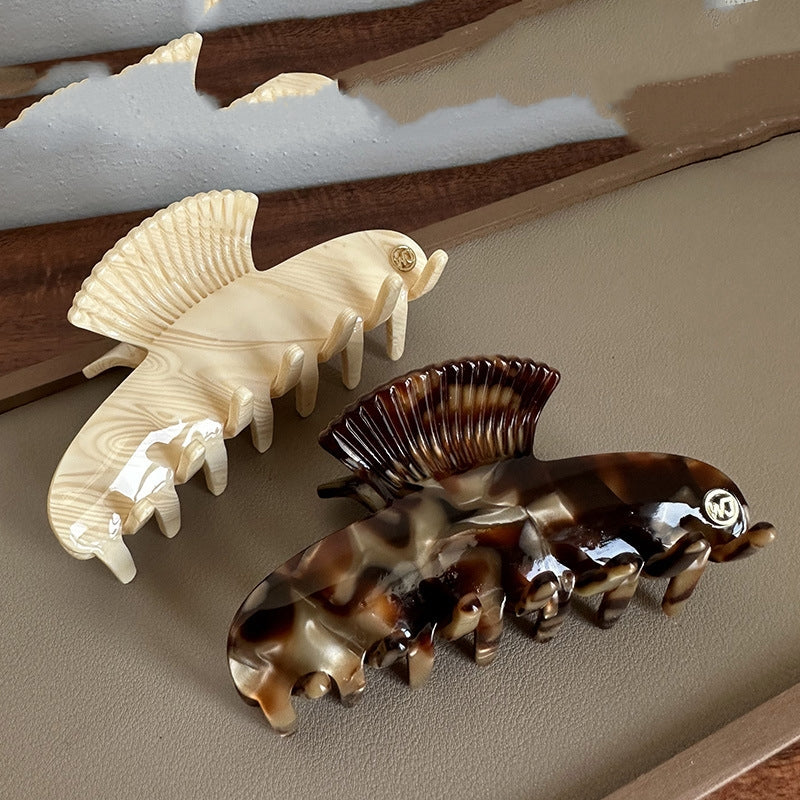 Vintage Leopard Print Solid Color Shark Clip