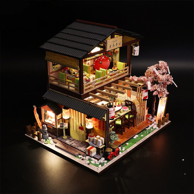 DIY Cottage Goods Reading Flowers Room Wooden Hand-assembled Architectural Model Ornaments