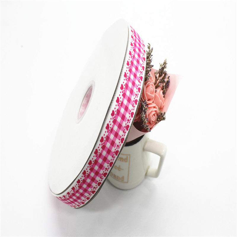 Plaid Two-color Printing Thread Belt Fabric Bow Handmade Hair Accessories DIY Ribbon