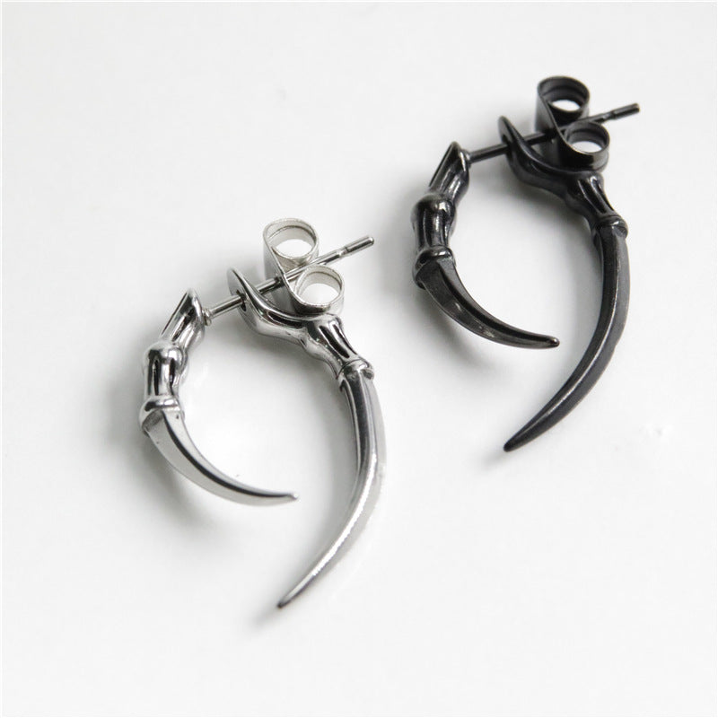 Personality Vintage Titanium Steel Casting Claw Stud Earrings