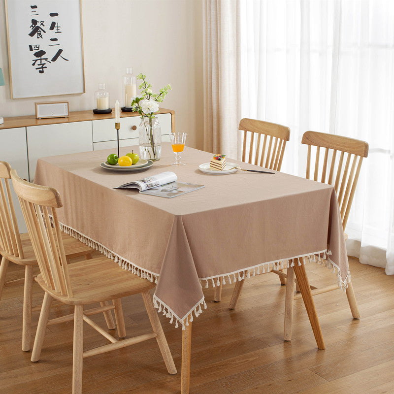 All Cotton Washed Cotton Tassel Coffee Table Cloth Table Cloth