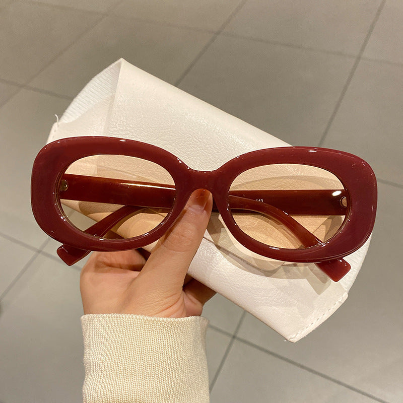 Simple Colorful Oval Frame Sunglasses