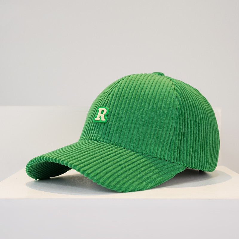 Women's Corduroy R Letter Baseball Cap Hat