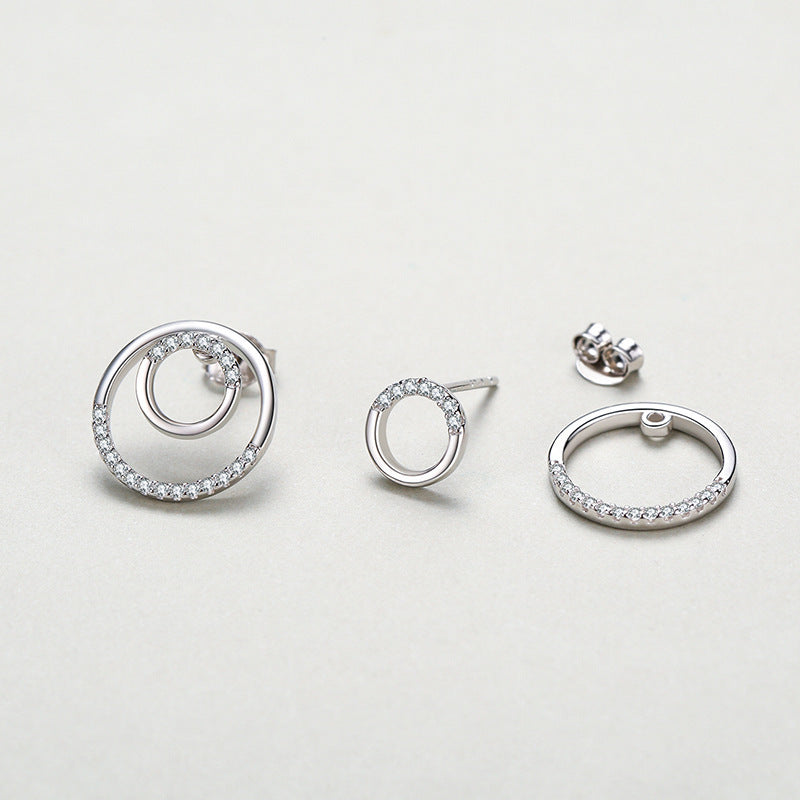 Stylish Round Micro Rhinestone Stud Earrings For Women