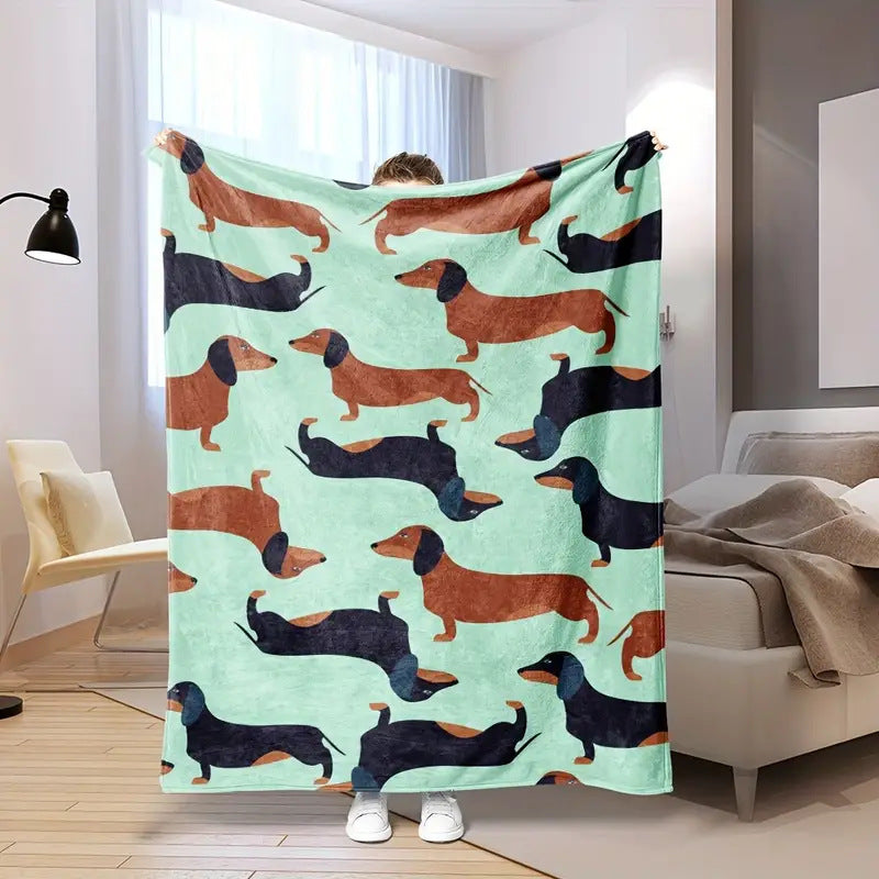 Dachshund Blanket Flannel Square Cover Blanket