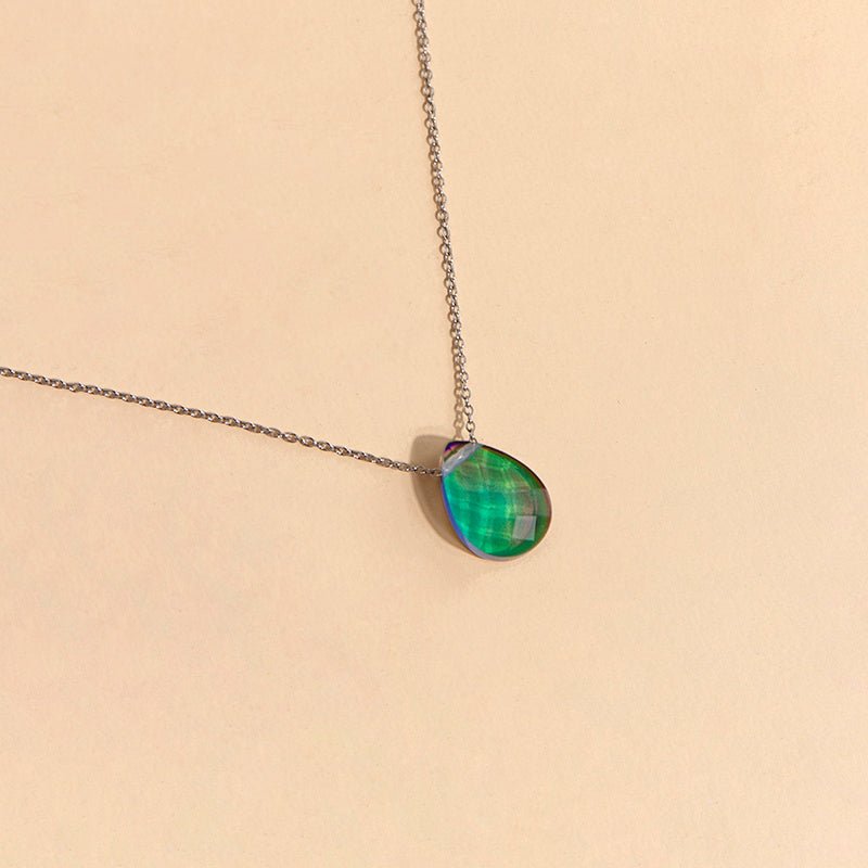Mood Necklace Color Change Emotion Feeling Temperature Control Water Drop Tears Pendant Stainless Steel Chain Necklaces