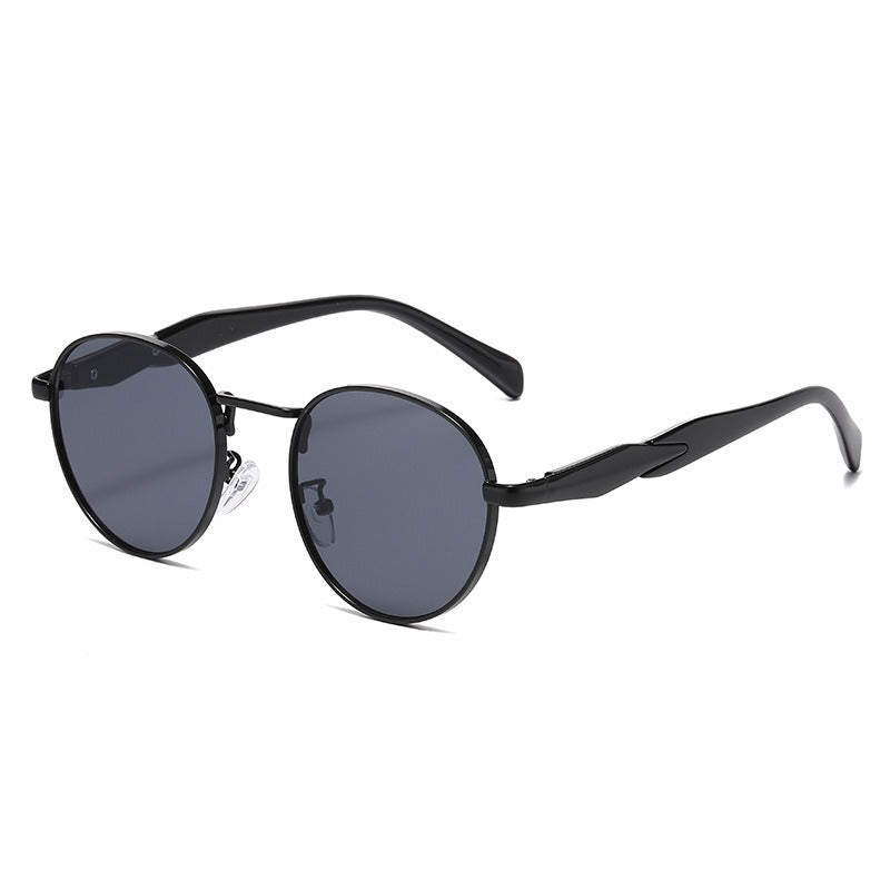 Lunettes de Soleil Rondes en Métal Protection UV pour Femme