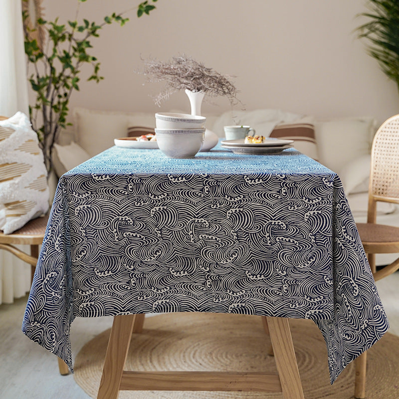 Crafts Cotton Linen Tablecloth Corrugated Household Coffee Table Tablecloth