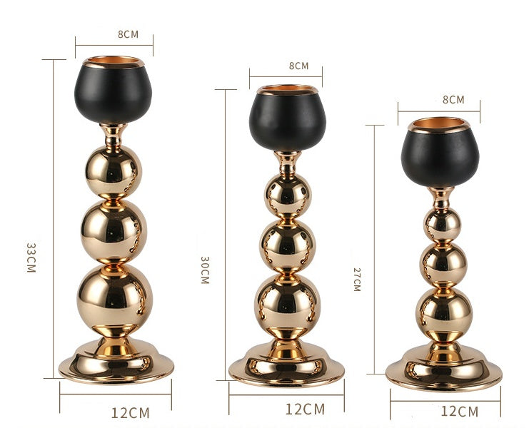 Candle Holder Iron Art Electroplating Spray Paint Black Plus Gold Ornaments
