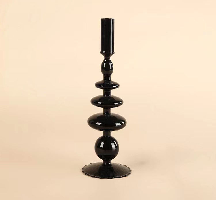 Black Glass Candlestick Nordic Romantic French Home Soft Decoration
