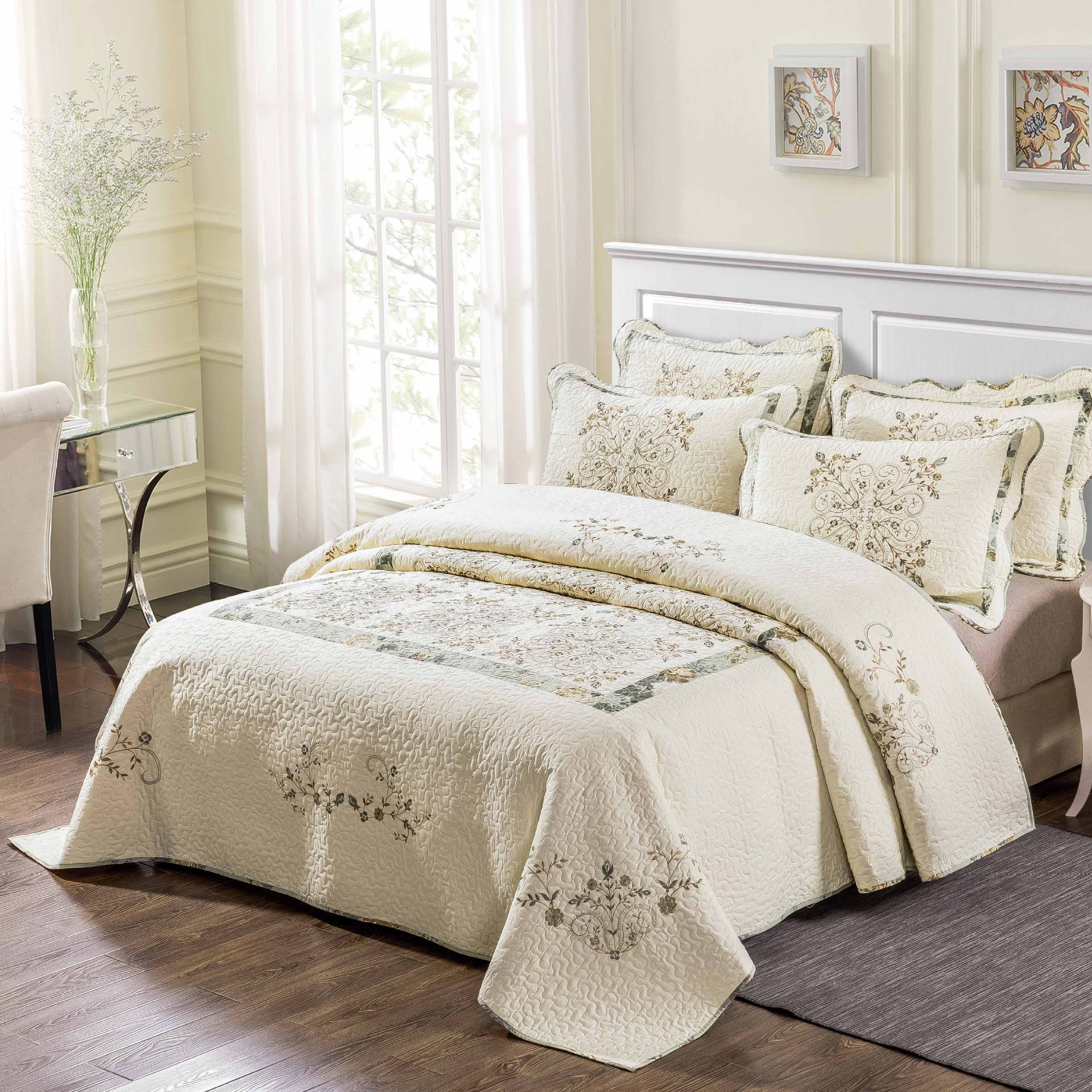 European Creative Embroidery All Cotton Pure Cotton Bedspread Suit