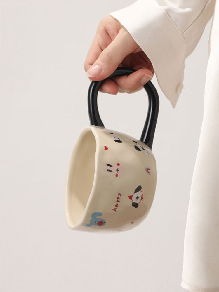 Cute Cartoon Milk Oatmeal Couple Coffee Mug Cup