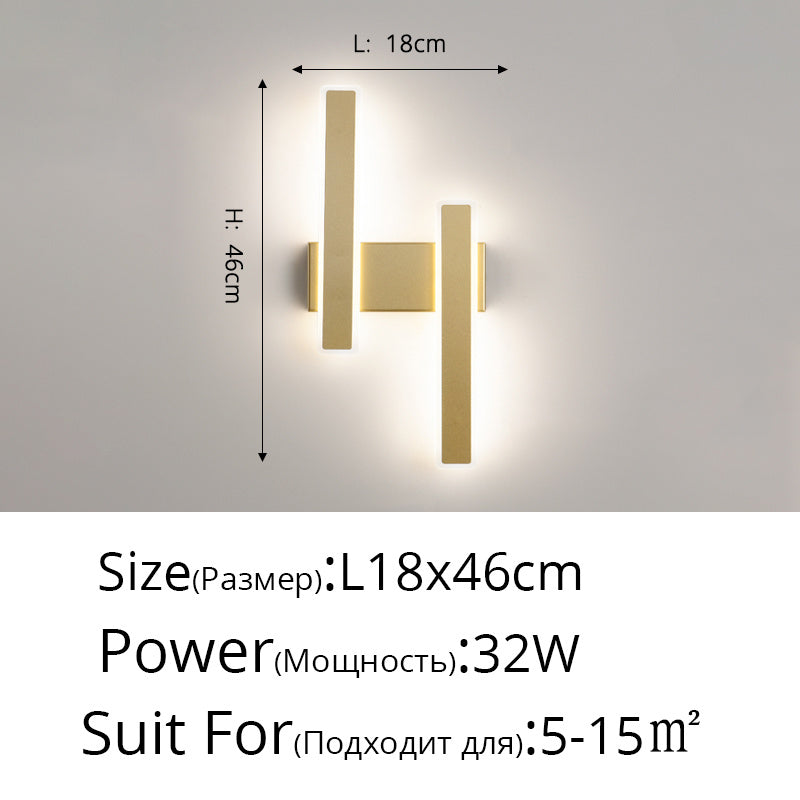 Modern Minimalist Bedroom Double Head Wall Lamp