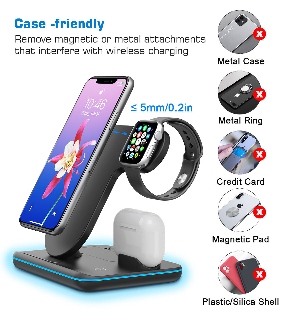 Wireless Charger Three In One Watch Mobile Phone Hollow Model