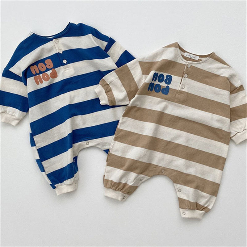 Children's Clothing Ins Baby Striped Romper Spring And Autumn Clothing Baby Jumpsuits