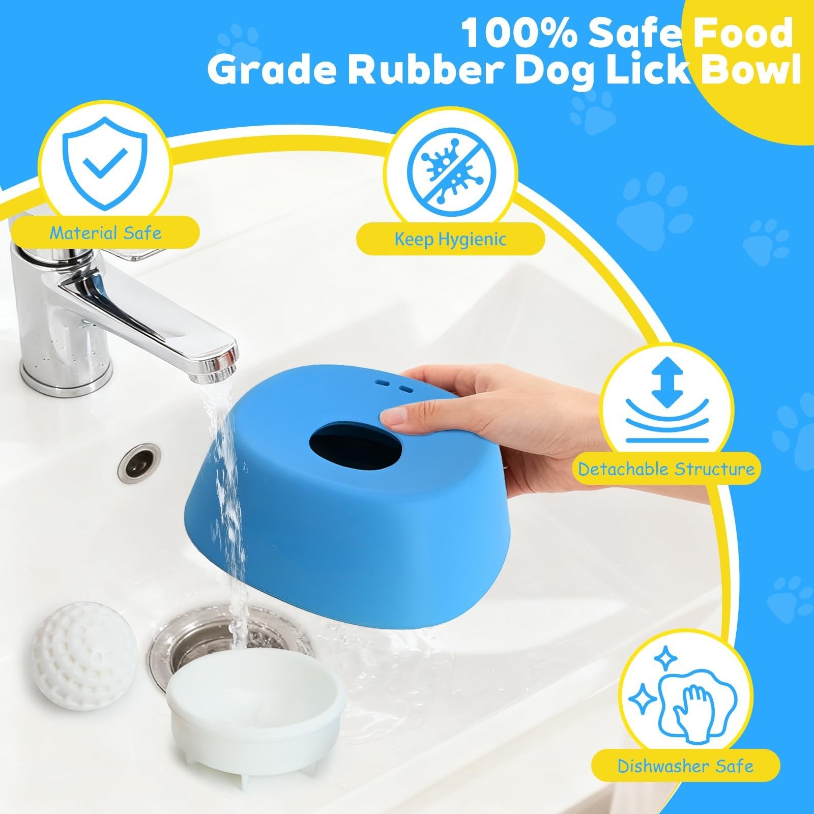 Gamelle anti-glisse sphérique pour animaux de compagnie, gamelle anti-étouffement pour chiens, jouet à lécher pour friandises liquides, bouillon d'os, yaourt