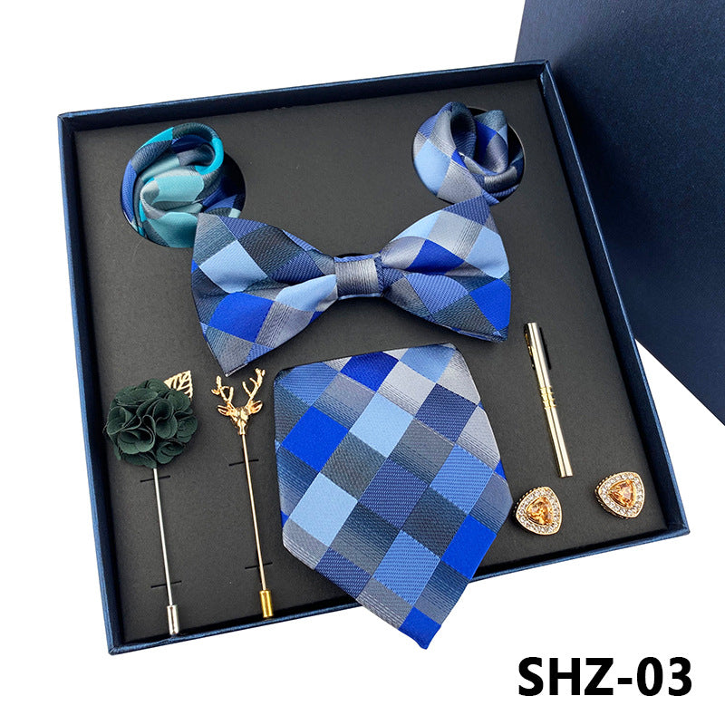 Men's Fashion Simple Pocket Scarf Brooch Tie Set
