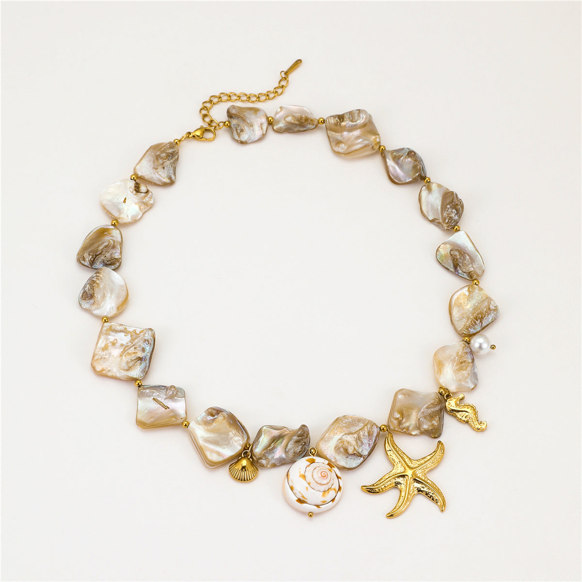 Vacation Style Irregular Shell Conch Starfish Clavicle Chain